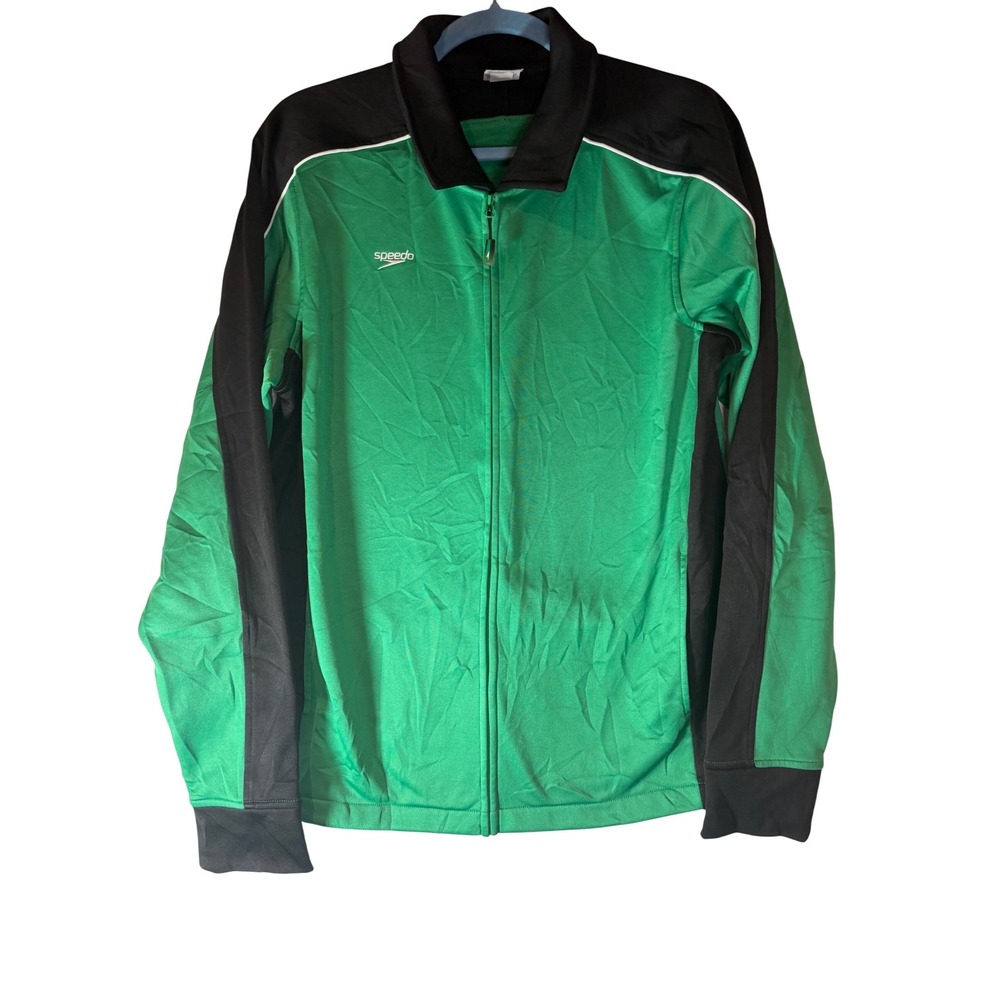 Speedo Mens Green Black Full Zip Track Jacket Warm Up Style‎ 7201472 Size M